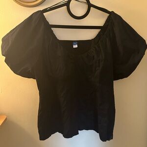Old Navy Black Puff-Sleeve Square Neck Top